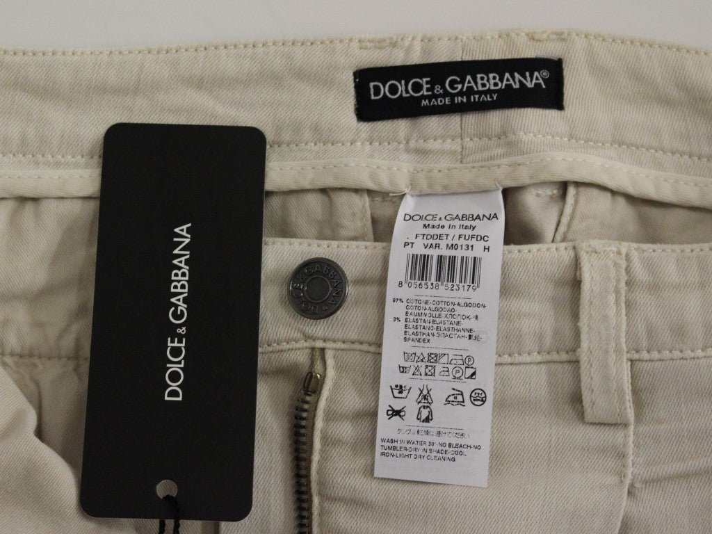 Beige Cotton Cropped Jeans Pants - coffeewithmee2Dolce & GabbanaP1040S