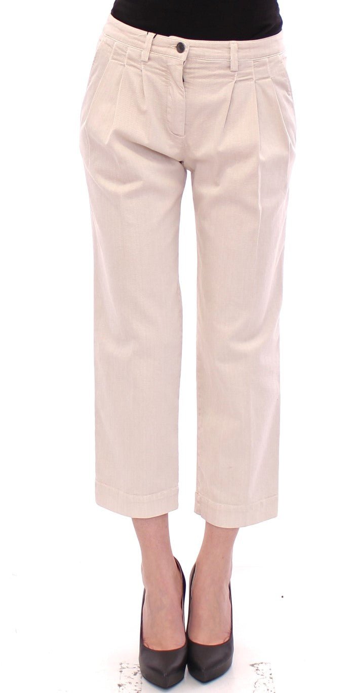 Beige Cotton Cropped Jeans Pants - coffeewithmee2Dolce & GabbanaP1040S