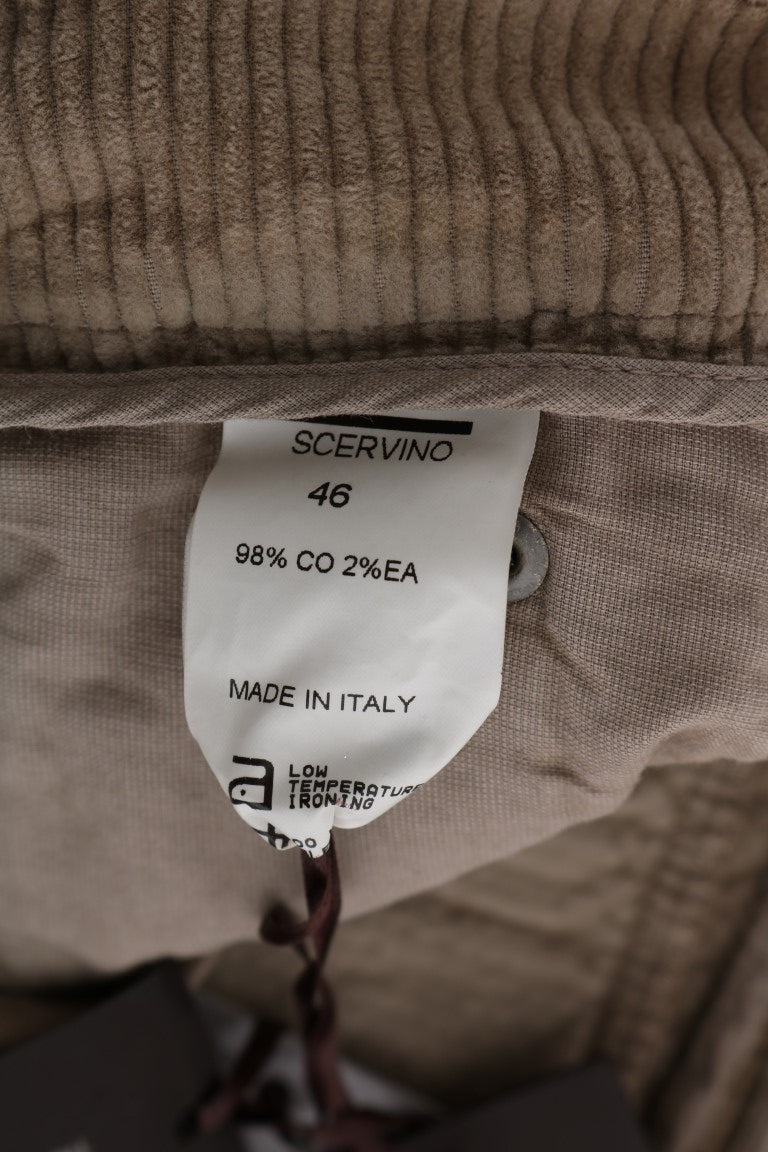 Beige Cotton Velvet Regular Fit Pants - coffeewithmee2Ermanno ScervinoP1954S