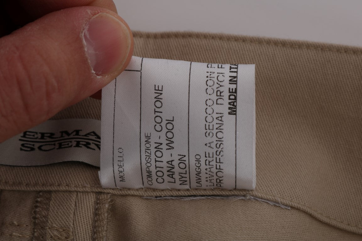 Beige Cotton Wool Regular Fit Pants - coffeewithmee2Ermanno ScervinoP1953S