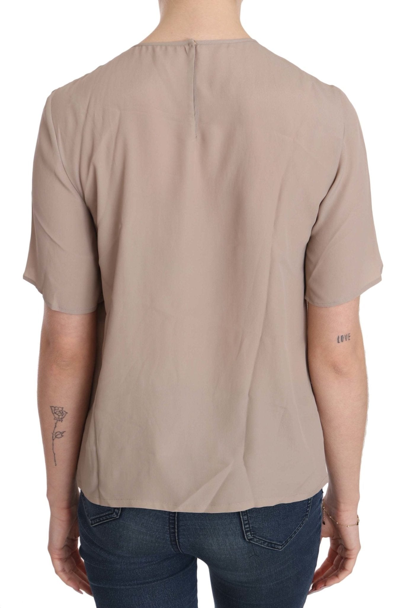 Beige Crew Neck Short Sleeve Blouse - coffeewithmee2Dolce & GabbanaP2334S