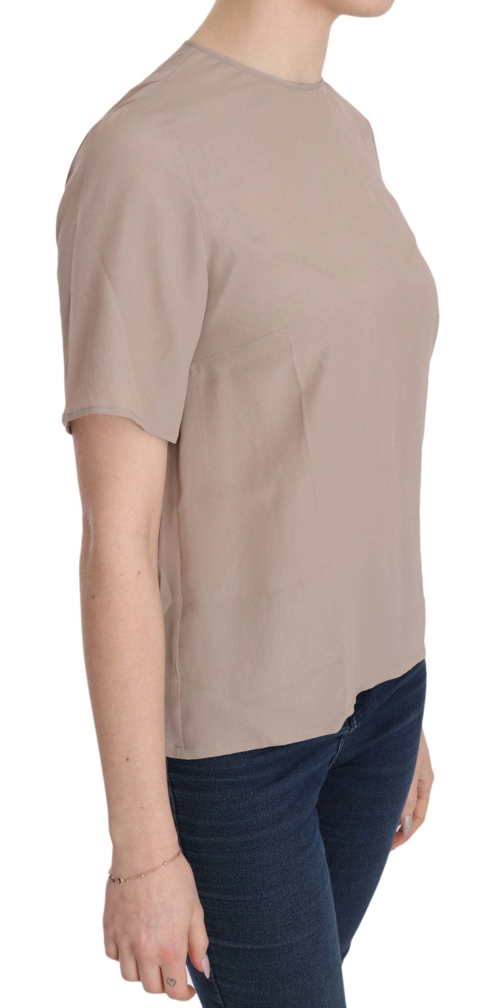 Beige Crew Neck Short Sleeve Blouse - coffeewithmee2Dolce & GabbanaP2334S
