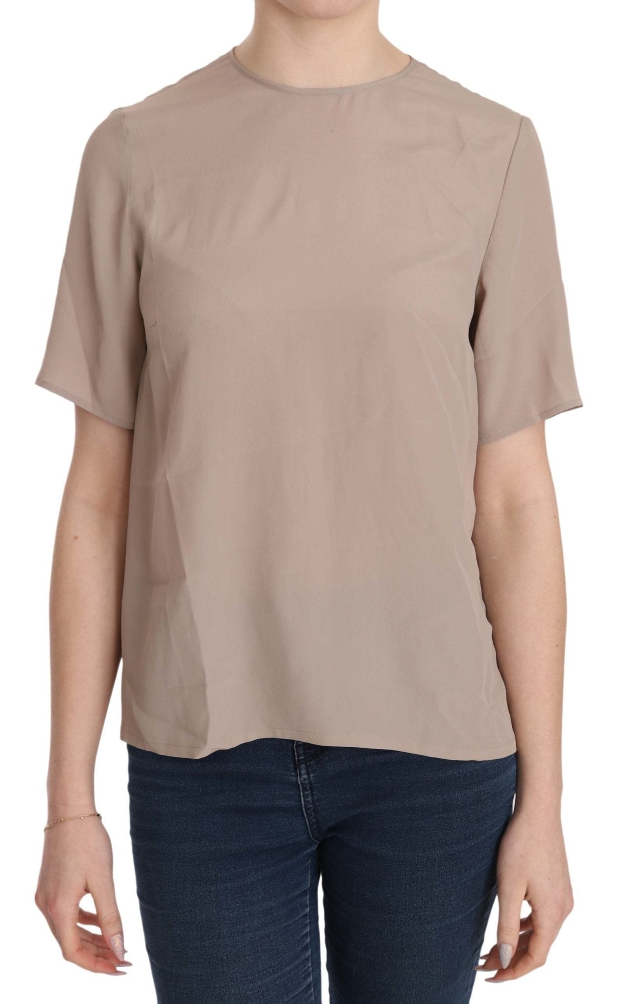 Beige Crew Neck Short Sleeve Blouse - coffeewithmee2Dolce & GabbanaP2334S