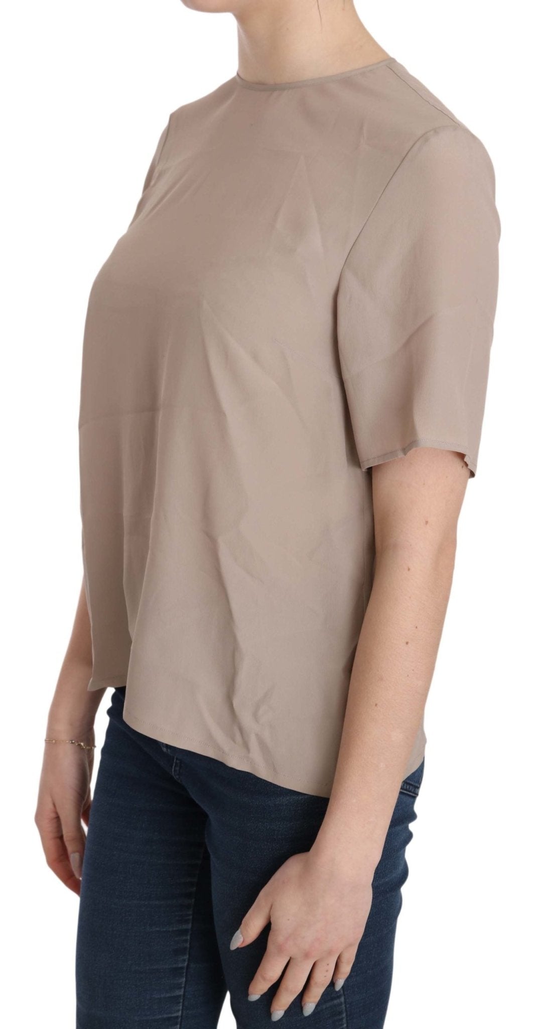 Beige Crew Neck Short Sleeve Blouse - coffeewithmee2Dolce & GabbanaP2334S