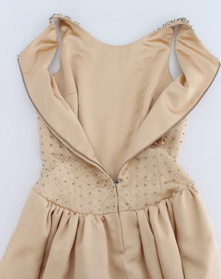 Beige Crystal Embellished Gown Shift Dress - coffeewithmee2Dolce & GabbanaP1140S