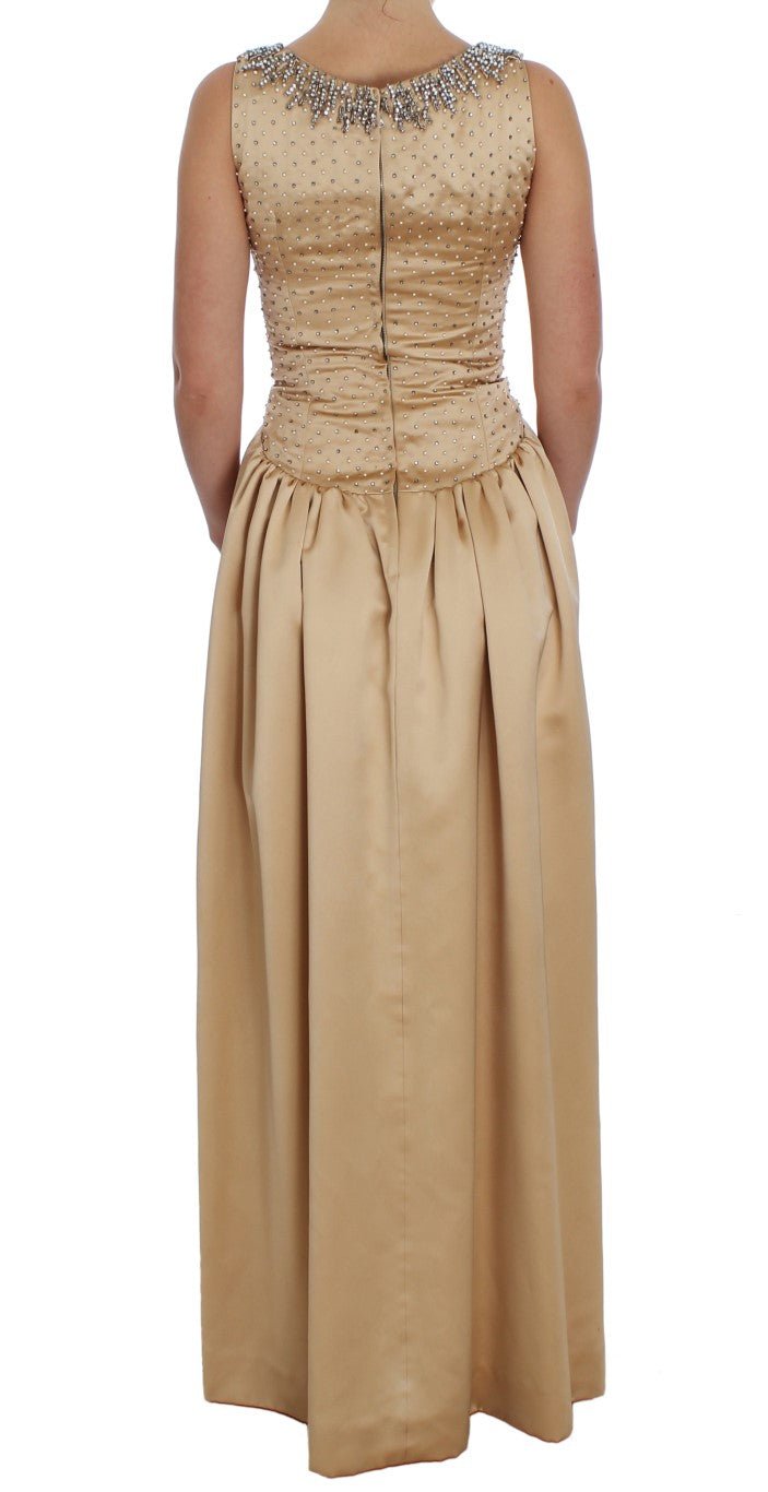 Beige Crystal Embellished Gown Shift Dress - coffeewithmee2Dolce & GabbanaP1140S