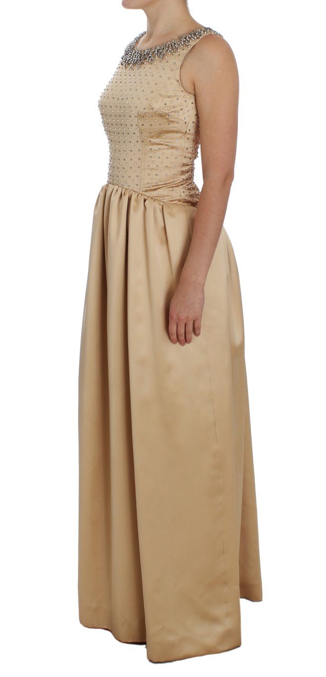 Beige Crystal Embellished Gown Shift Dress - coffeewithmee2Dolce & GabbanaP1140S