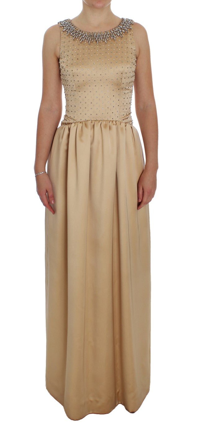 Beige Crystal Embellished Gown Shift Dress - coffeewithmee2Dolce & GabbanaP1140S