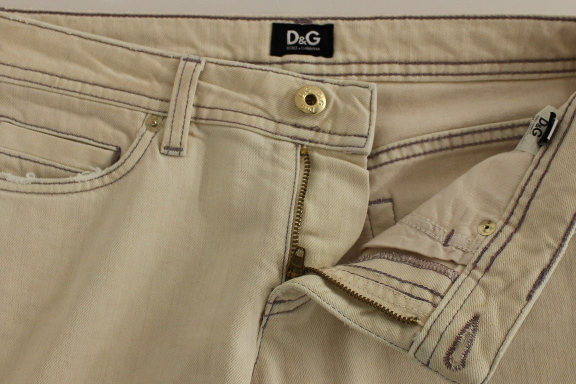 Beige CUTE Cotton Regular Fit Jeans Pants - coffeewithmee2Dolce & GabbanaP1274S