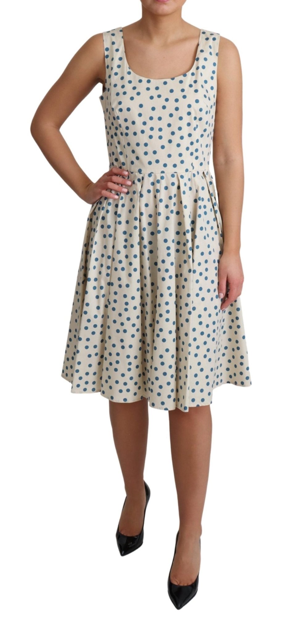 Beige Dotted Cotton A-Line Gown Dress - coffeewithmee2Dolce & GabbanaP5787S