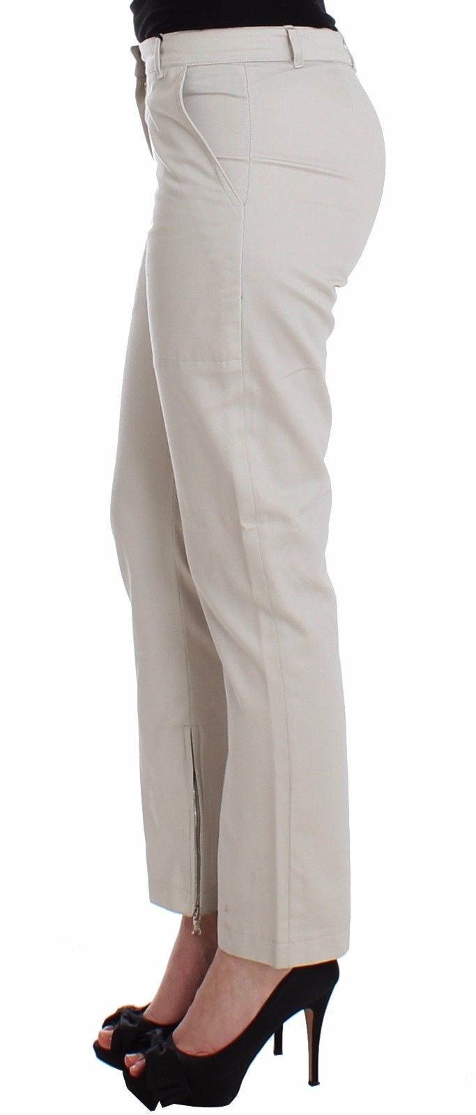 Beige Dress Pants Slim Skinny Leg Cotton - coffeewithmee2Ermanno ScervinoP0847S