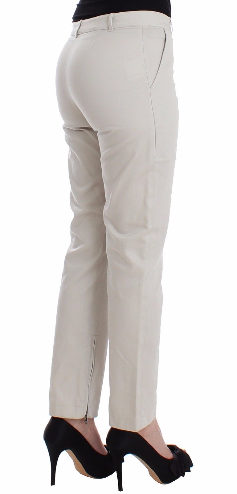Beige Dress Pants Slim Skinny Leg Cotton - coffeewithmee2Ermanno ScervinoP0847S