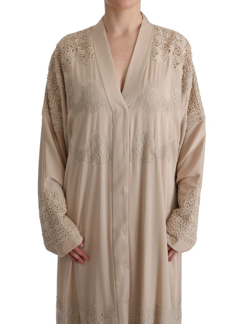 Beige Floral Applique Lace Kaftan Dress - coffeewithmee2Dolce & GabbanaP1886S