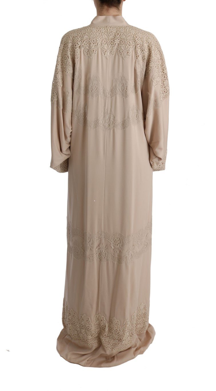 Beige Floral Applique Lace Kaftan Dress - coffeewithmee2Dolce & GabbanaP1886S