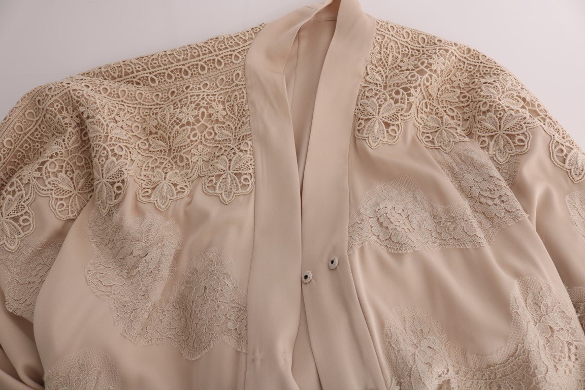 Beige Floral Applique Lace Kaftan Dress - coffeewithmee2Dolce & GabbanaP1886S