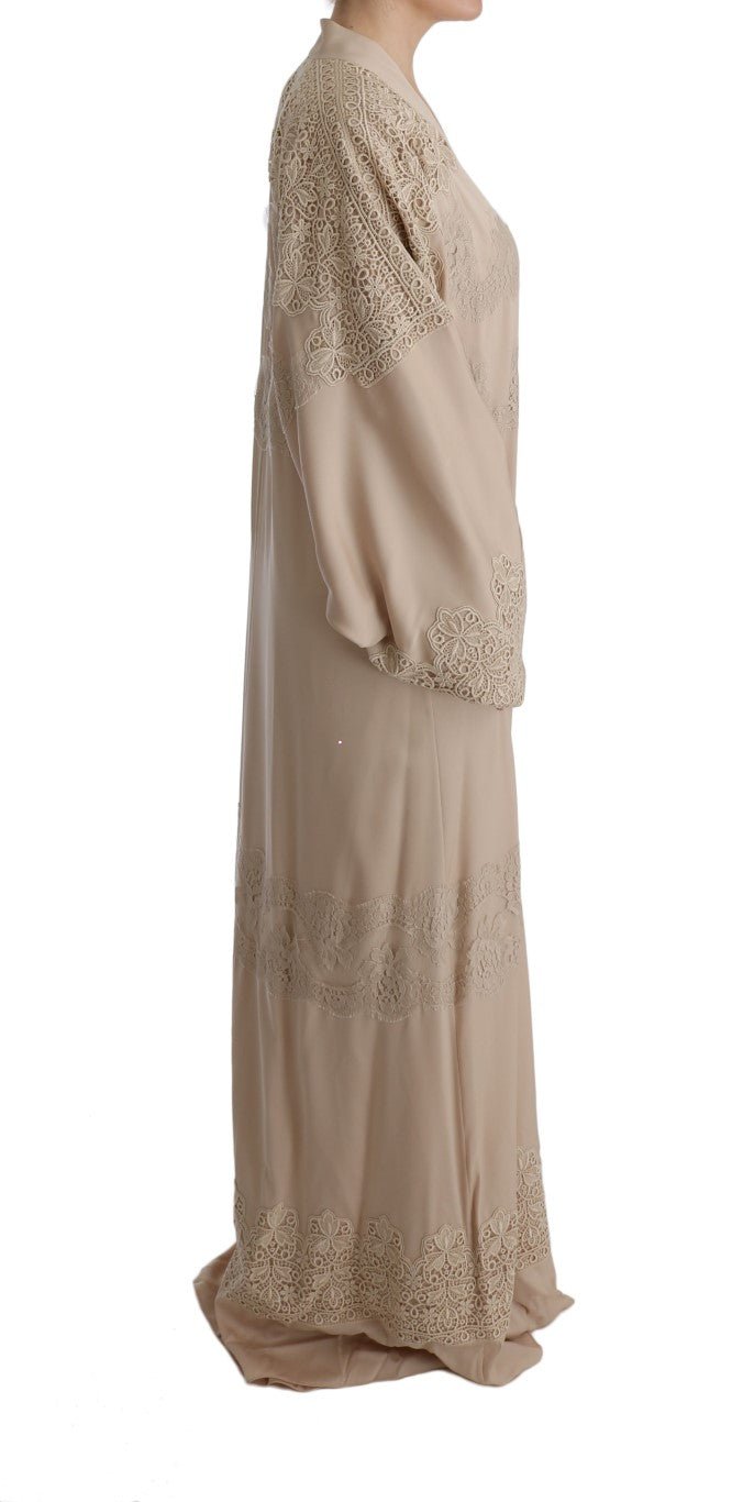 Beige Floral Applique Lace Kaftan Dress - coffeewithmee2Dolce & GabbanaP1886S