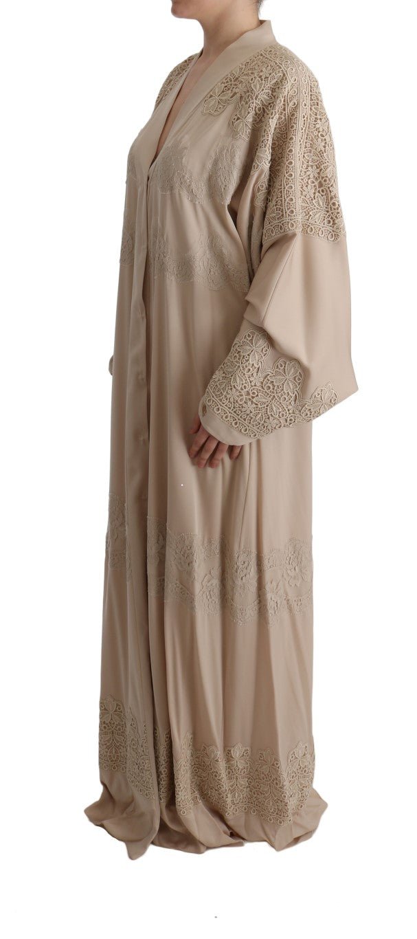 Beige Floral Applique Lace Kaftan Dress - coffeewithmee2Dolce & GabbanaP1886S