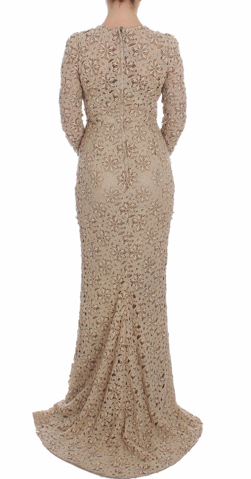 Beige Floral Lace Sheath Maxi Dress - coffeewithmee2Dolce & GabbanaP3318S