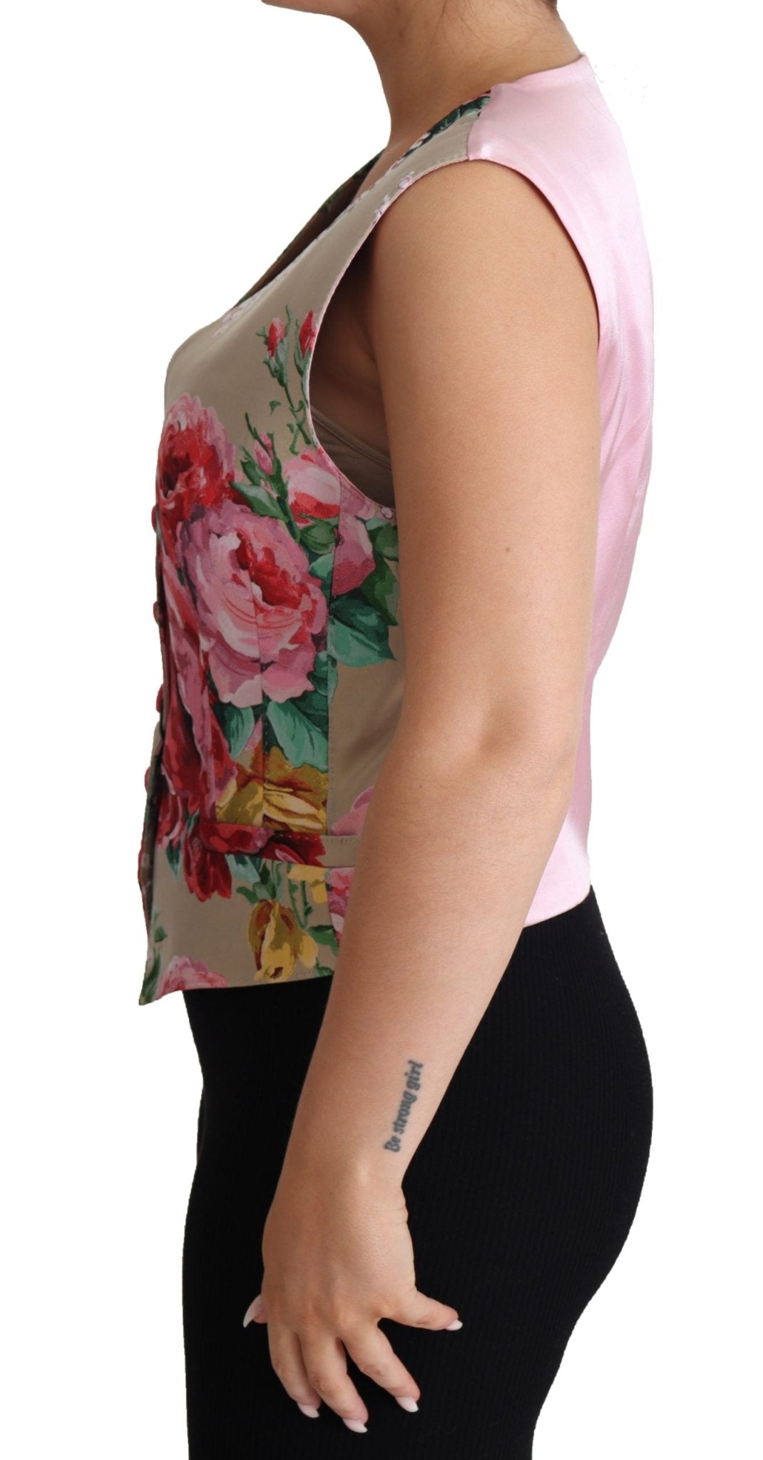 Beige Floral Print Polyester Top Vest - coffeewithmee2Dolce & GabbanaP3859S