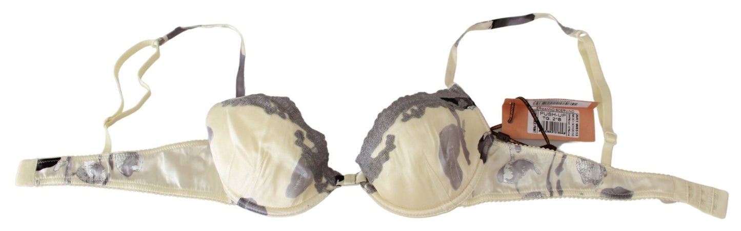 Beige Gray Lace Push Up Bra Silk Underwear - coffeewithmee2Ermanno ScervinoP3207S