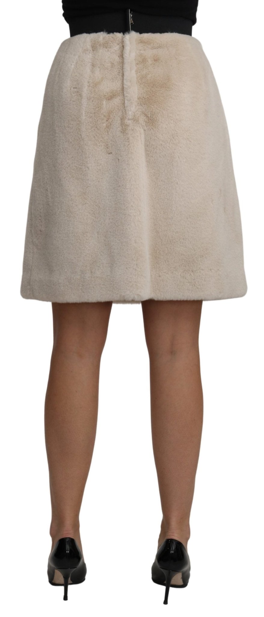 Beige High Waist A-line Mini Fur Skirt - coffeewithmee2Dolce & GabbanaP3242S