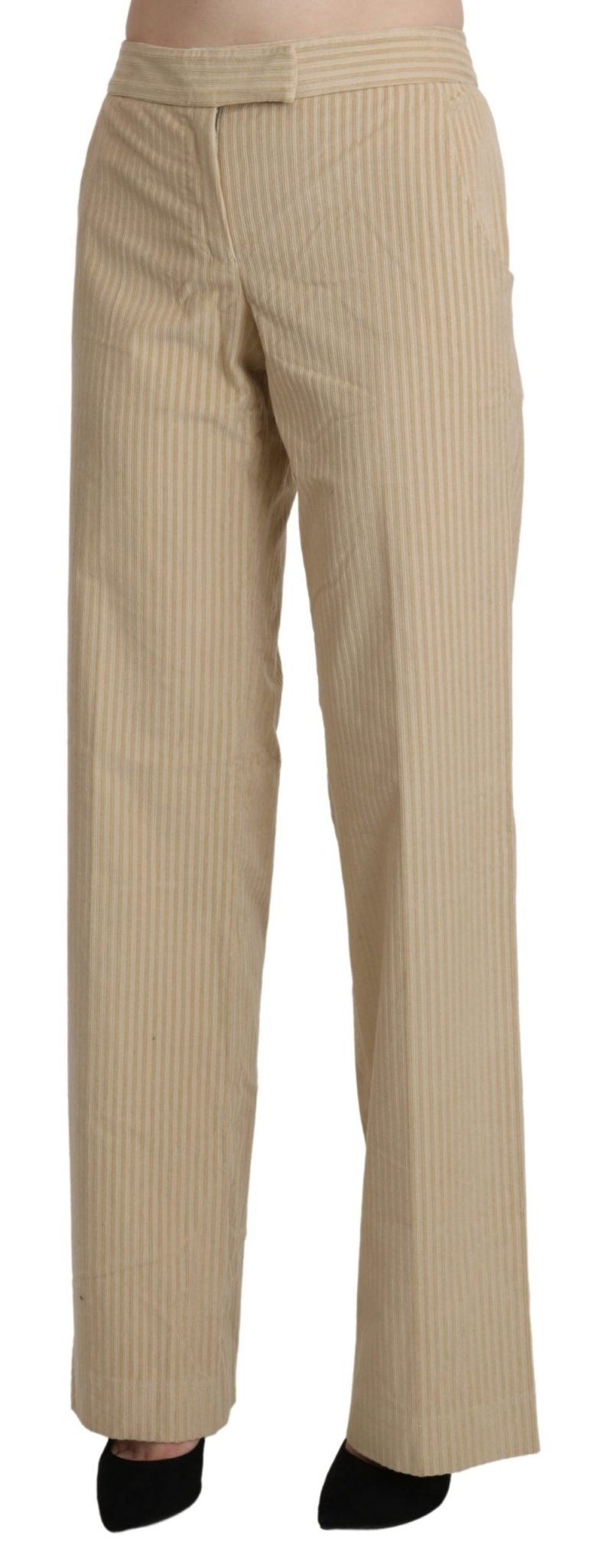 Beige High Waist Flared Wide Leg Trouser Pants - coffeewithmee2Ermanno ScervinoP3339S