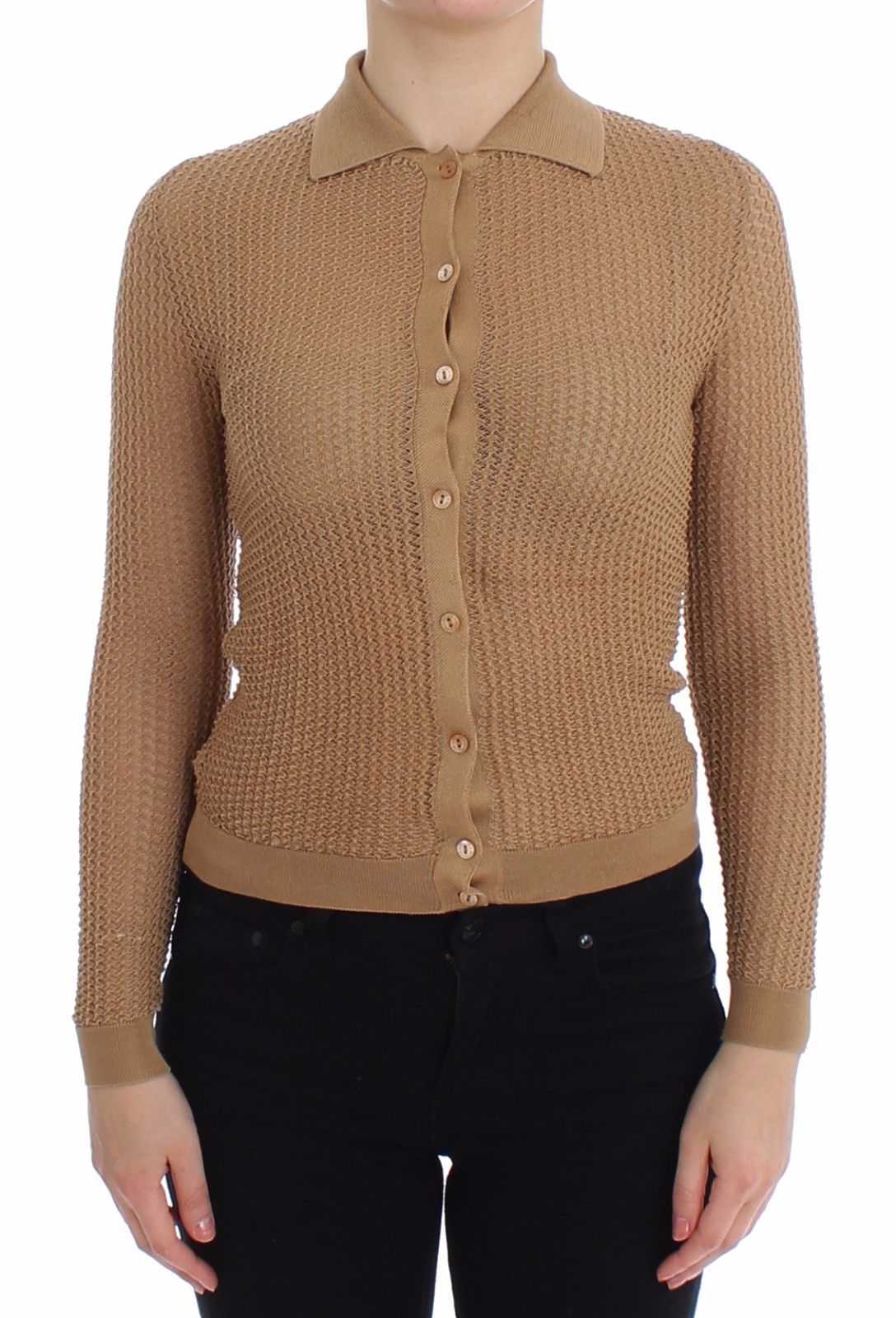 Beige Knitted Cotton Polo Cardigan Sweater - coffeewithmee2Dolce & GabbanaP0790S