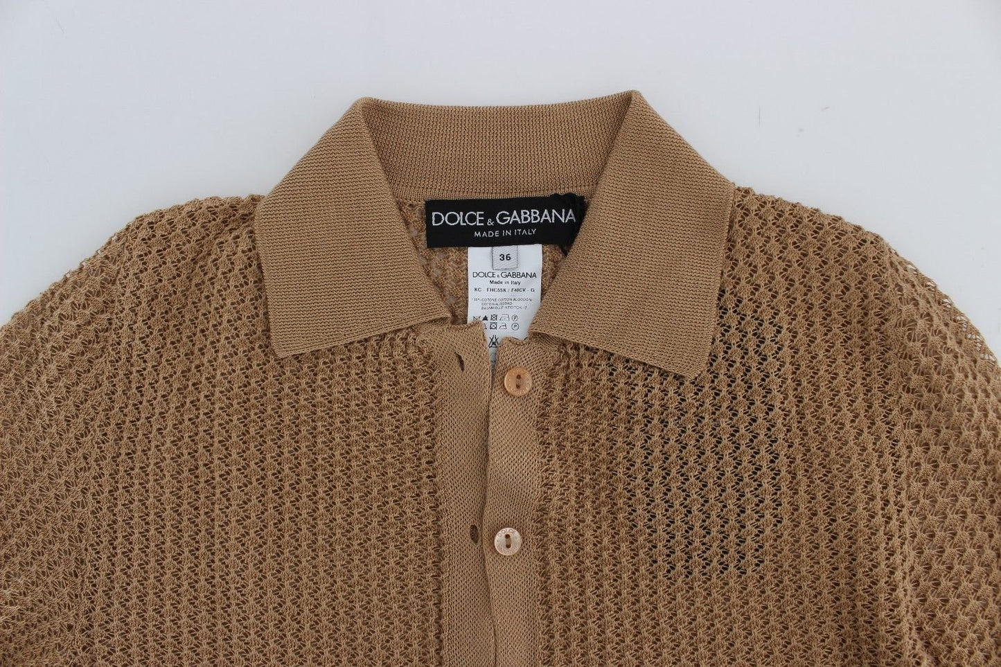 Beige Knitted Cotton Polo Cardigan Sweater - coffeewithmee2Dolce & GabbanaP0790S