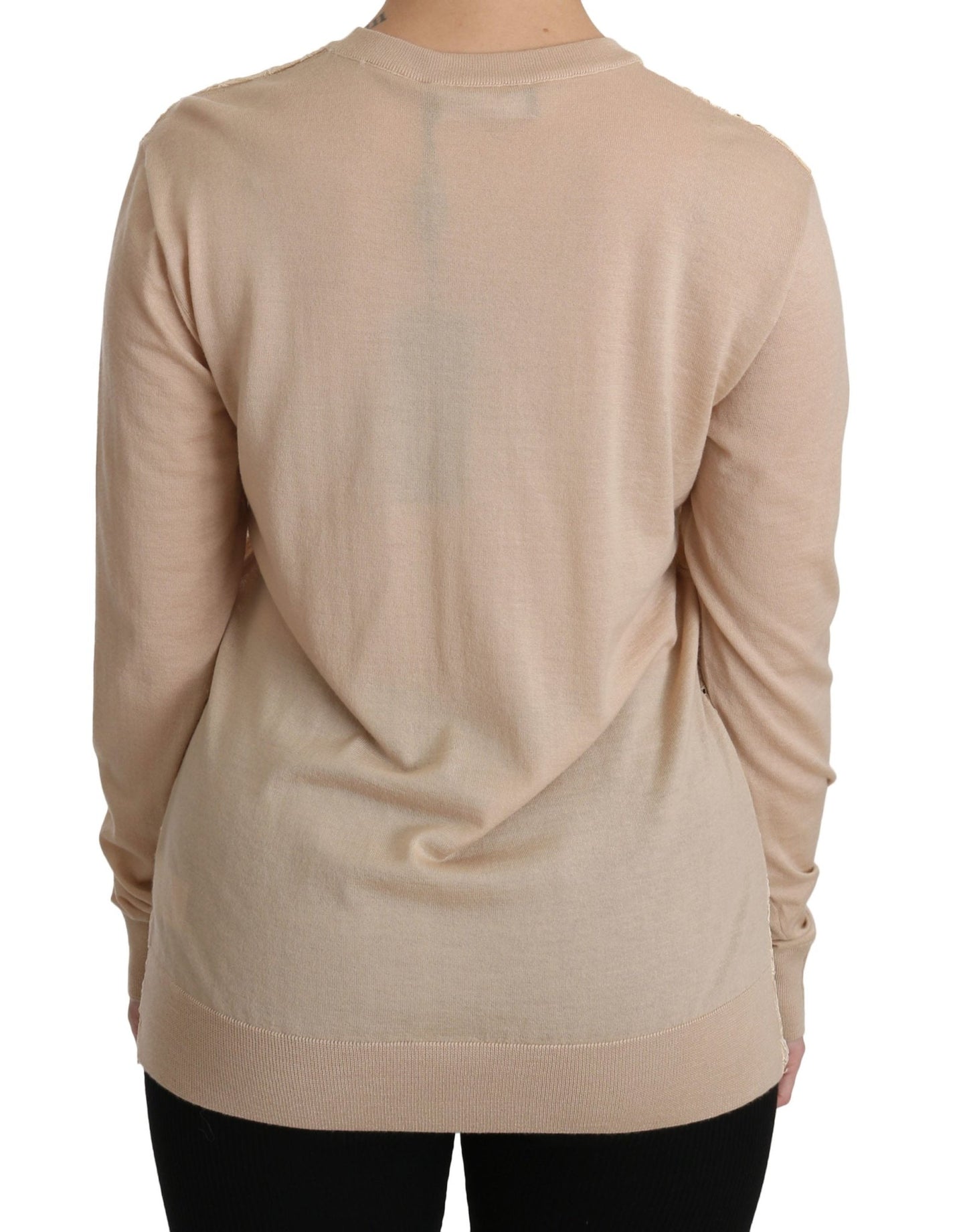 Beige Lace Long Sleeve Top Cashmere Blouse - coffeewithmee2Dolce & GabbanaP2730S