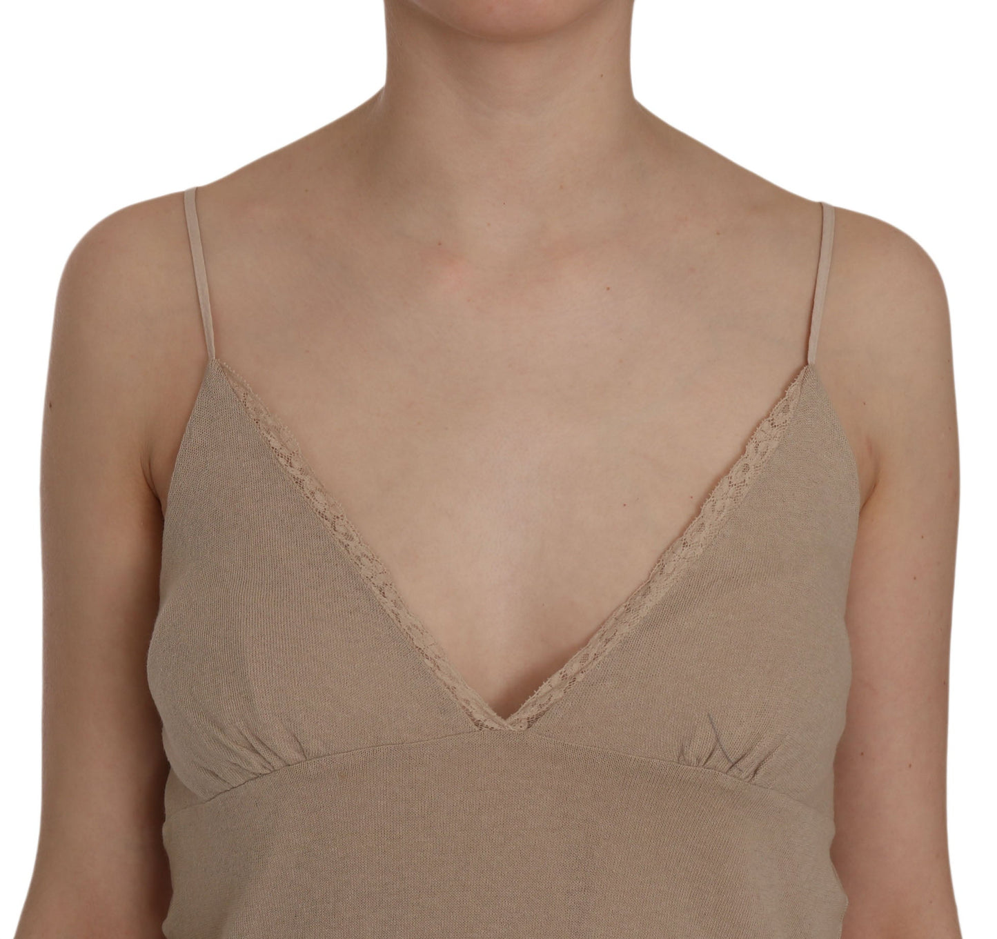 Beige Lace Spaghetti Strap Mini Cotton Dress - coffeewithmee2PINK MEMORIESP2523S