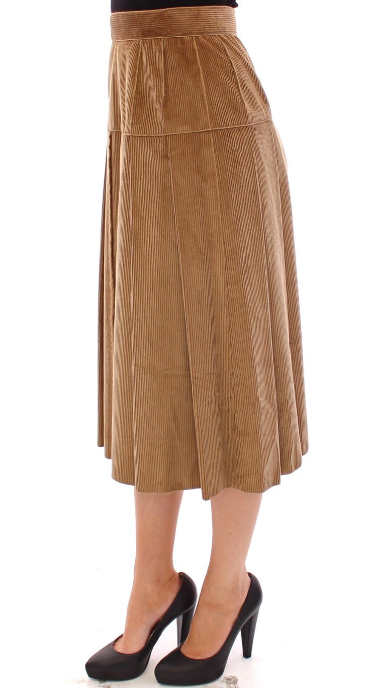 Beige Leopard Corduroy Long Skirt - coffeewithmee2Dolce & GabbanaP1277S