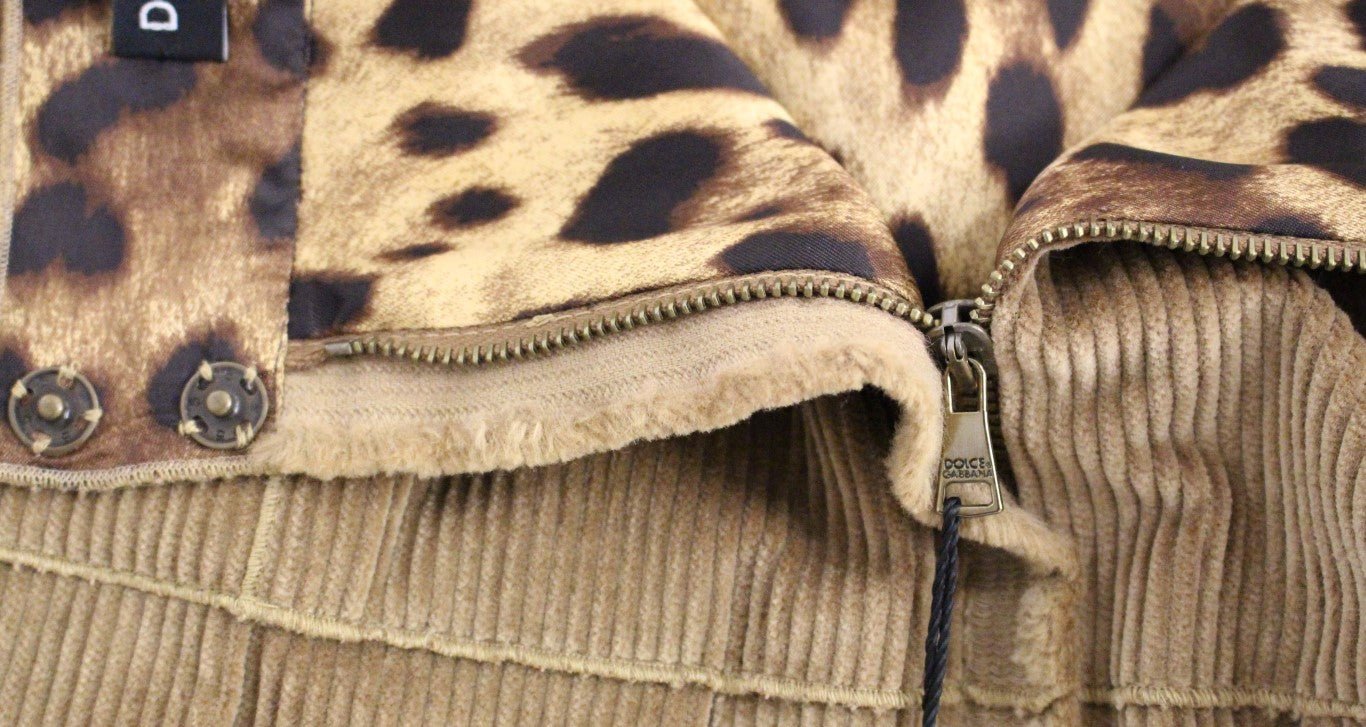 Beige Leopard Corduroy Long Skirt - coffeewithmee2Dolce & GabbanaP1277S