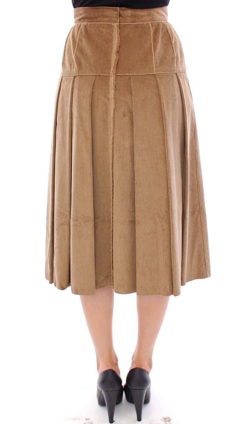 Beige Leopard Corduroy Long Skirt - coffeewithmee2Dolce & GabbanaP1277S
