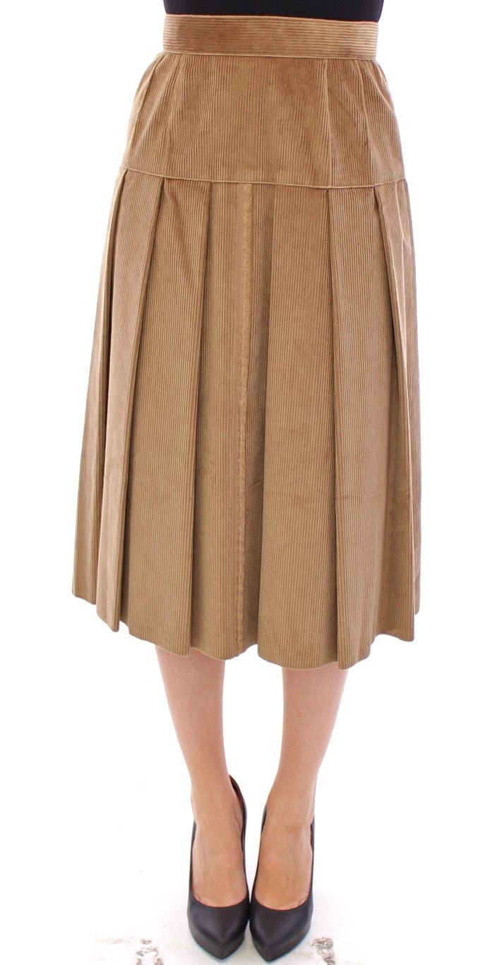 Beige Leopard Corduroy Long Skirt - coffeewithmee2Dolce & GabbanaP1277S