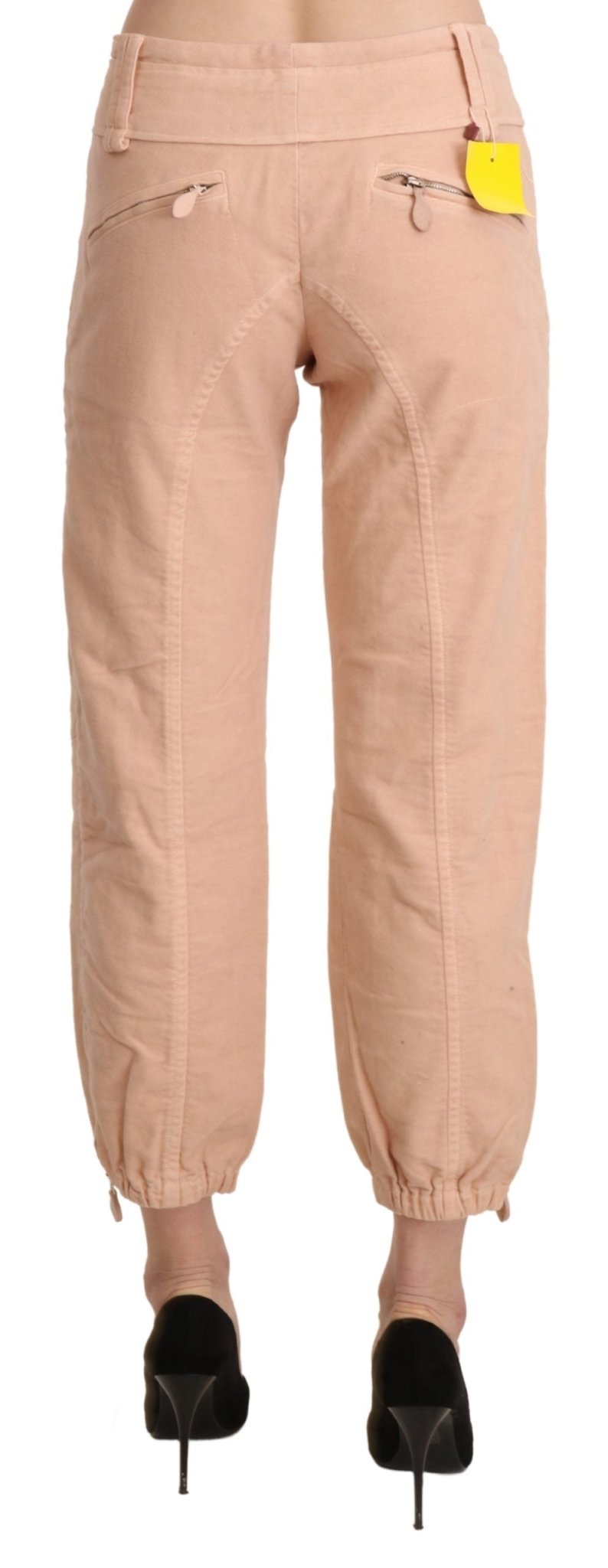 Beige Mid Waist Cropped Cotton Trouser Pants - coffeewithmee2Ermanno ScervinoP3327S