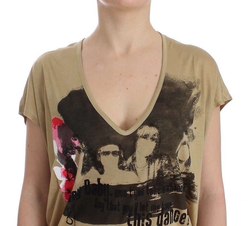 Beige motive print t-shirt - coffeewithmee2Costume NationalP0686S