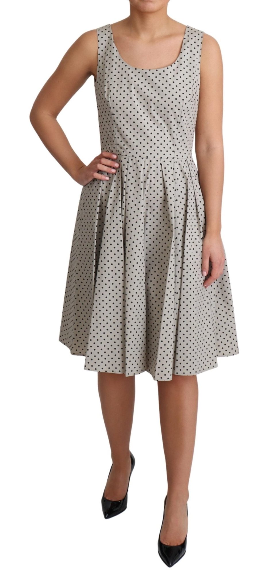 Beige Polka Dotted Cotton A-Line Dress - coffeewithmee2Dolce & GabbanaP4207S