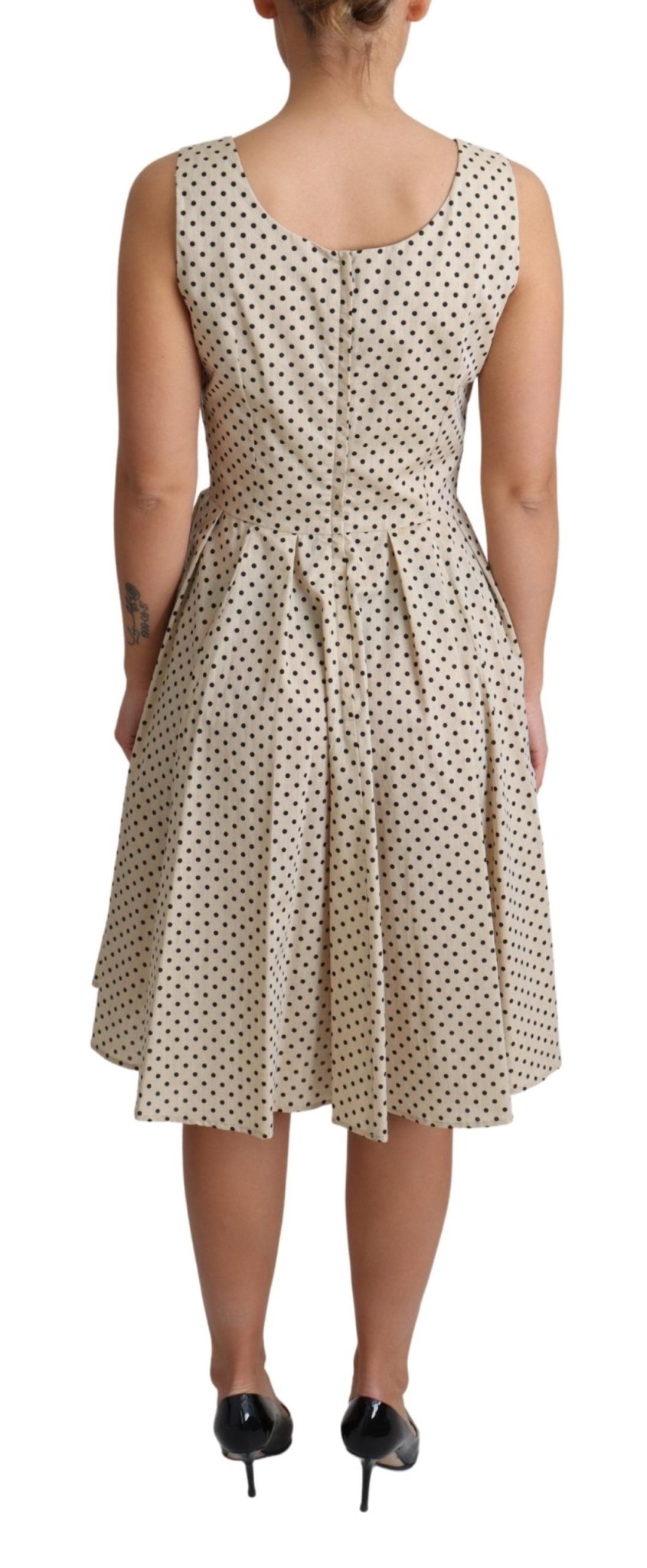 Beige Polka Dotted Cotton A-Line Dress - coffeewithmee2Dolce & GabbanaP4173S