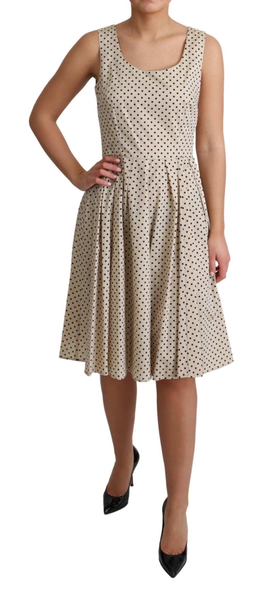 Beige Polka Dotted Cotton A-Line Dress - coffeewithmee2Dolce & GabbanaP4173S