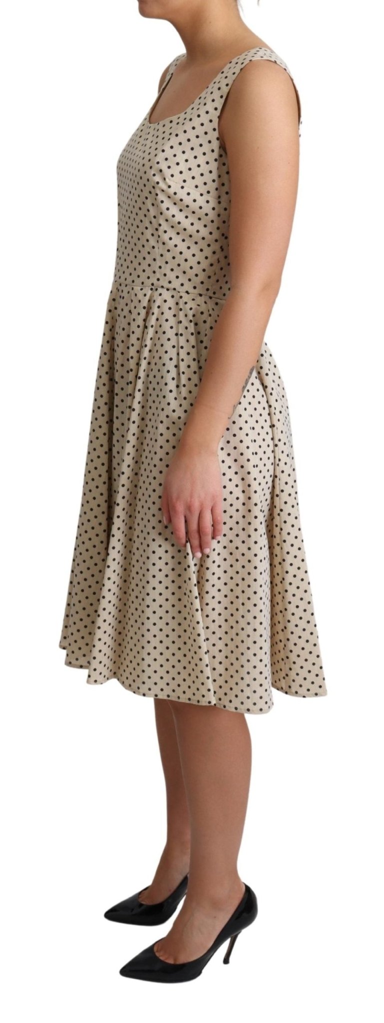 Beige Polka Dotted Cotton A-Line Dress - coffeewithmee2Dolce & GabbanaP4173S