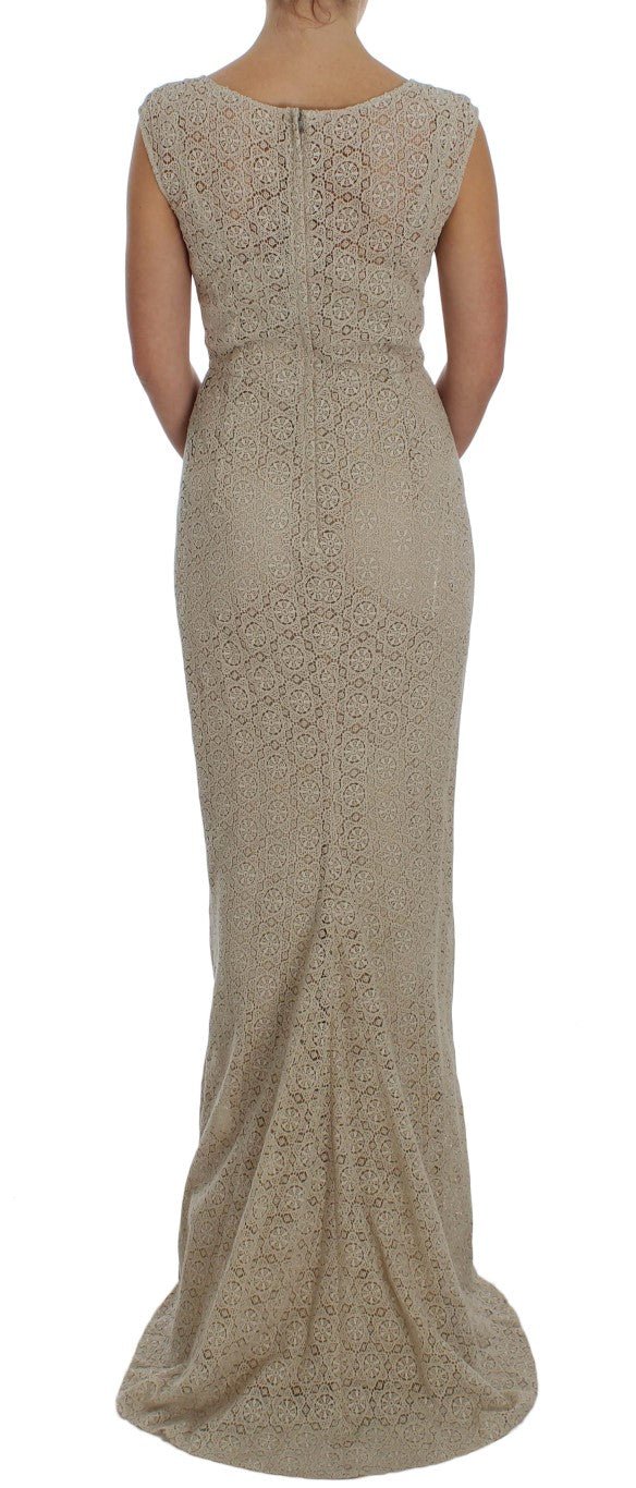 Beige Ricamo Cutout Cotton Sheath Dress - coffeewithmee2Dolce & GabbanaP1018S