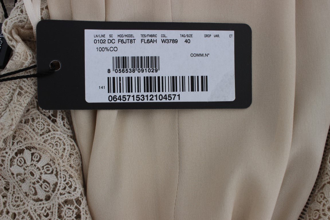 Beige Ricamo Cutout Cotton Sheath Dress - coffeewithmee2Dolce & GabbanaP1018S