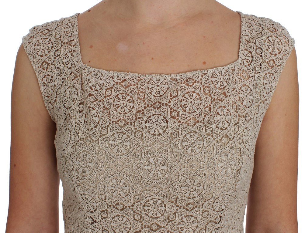 Beige Ricamo Cutout Cotton Sheath Dress - coffeewithmee2Dolce & GabbanaP1018S