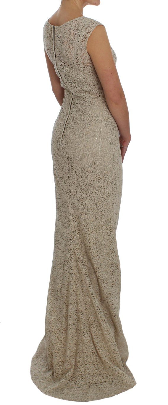 Beige Ricamo Cutout Cotton Sheath Dress - coffeewithmee2Dolce & GabbanaP1018S