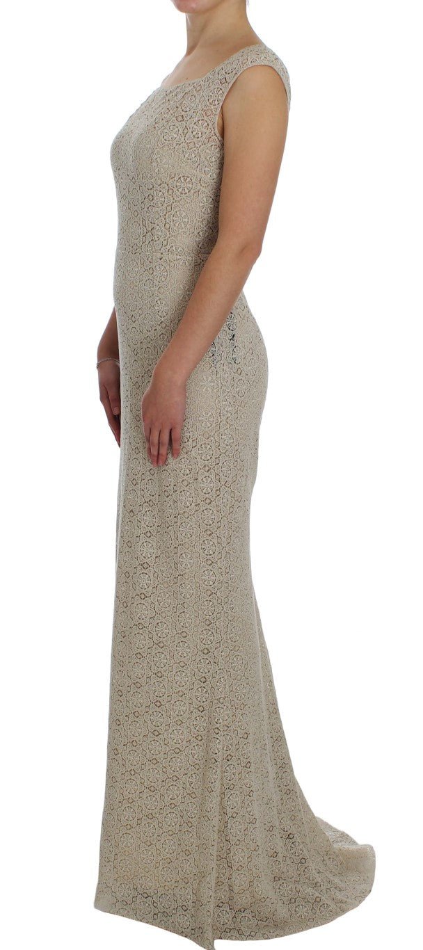 Beige Ricamo Cutout Cotton Sheath Dress - coffeewithmee2Dolce & GabbanaP1018S