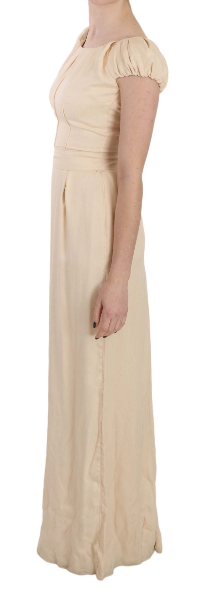 Beige Silk Column Cap Sleeve Gown Dress - coffeewithmee2Dolce & GabbanaP2249S