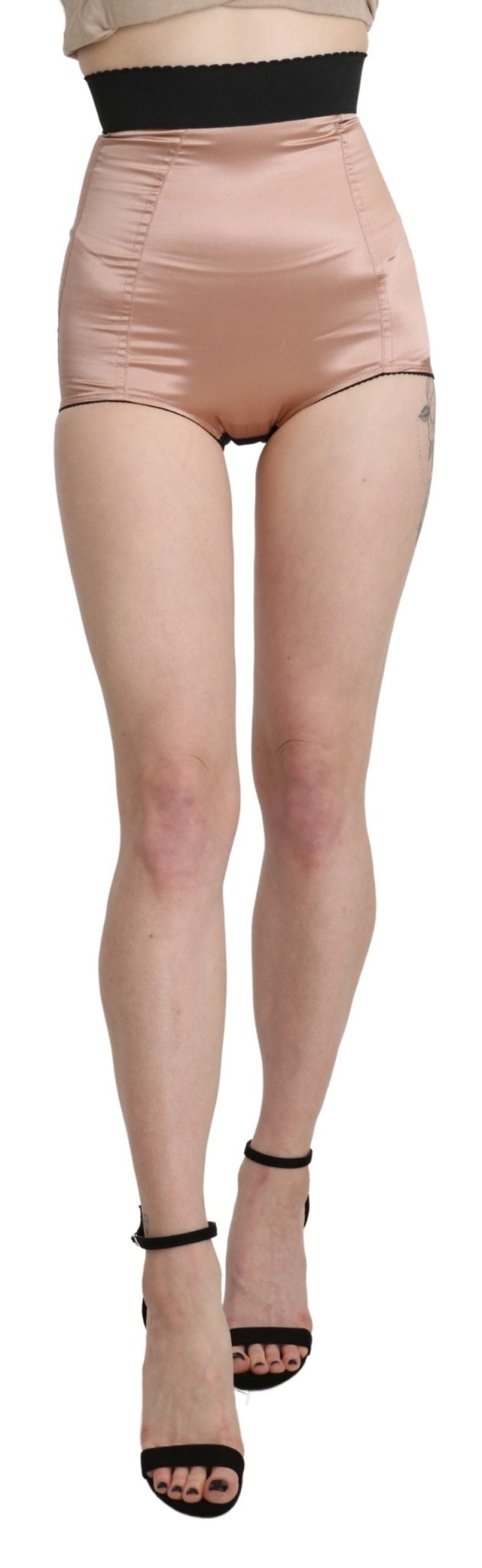 Beige Silk High Waist Mini Hot Pants Shorts - coffeewithmee2Dolce & GabbanaP3414S