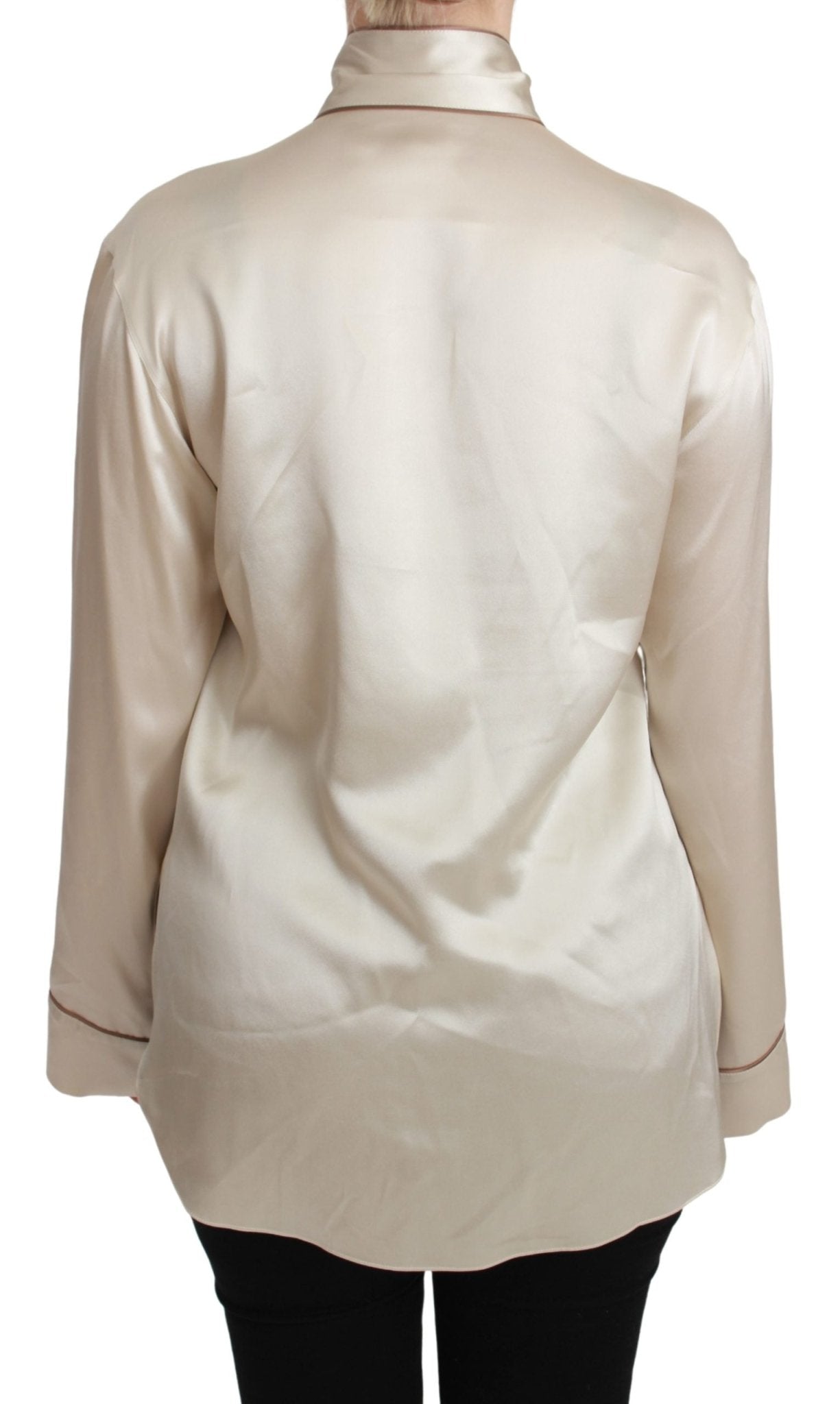 Beige Sleeve Top Queen Silk Satin Blouse - coffeewithmee2Dolce & GabbanaP3037S