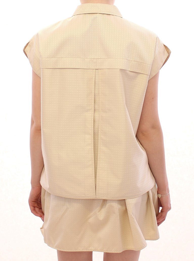 Beige Sleeveless Blouse Top - coffeewithmee2Andrea IncontriP1057S