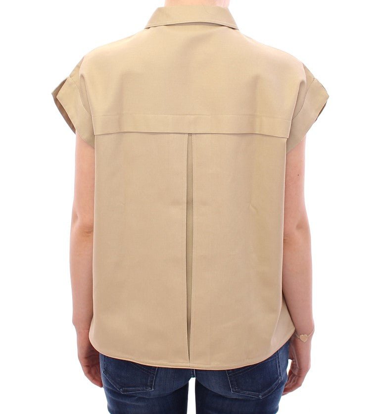 Beige Sleeveless Blouse Top - coffeewithmee2Andrea IncontriP1070S